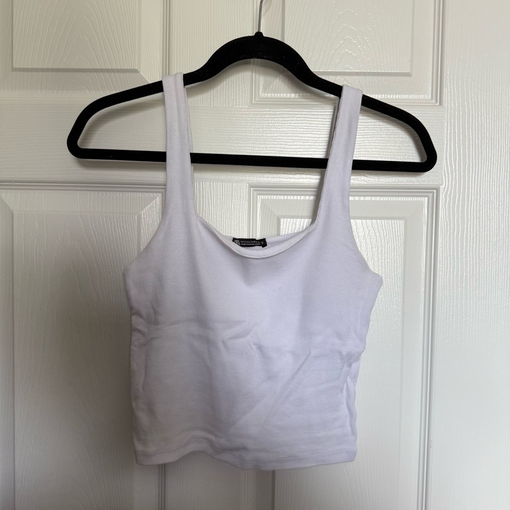 Zara White square neck tank top